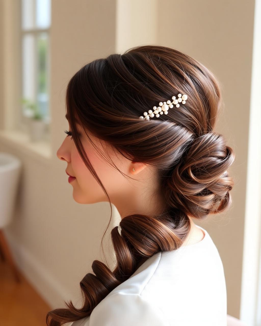 Chignon elegante con perle